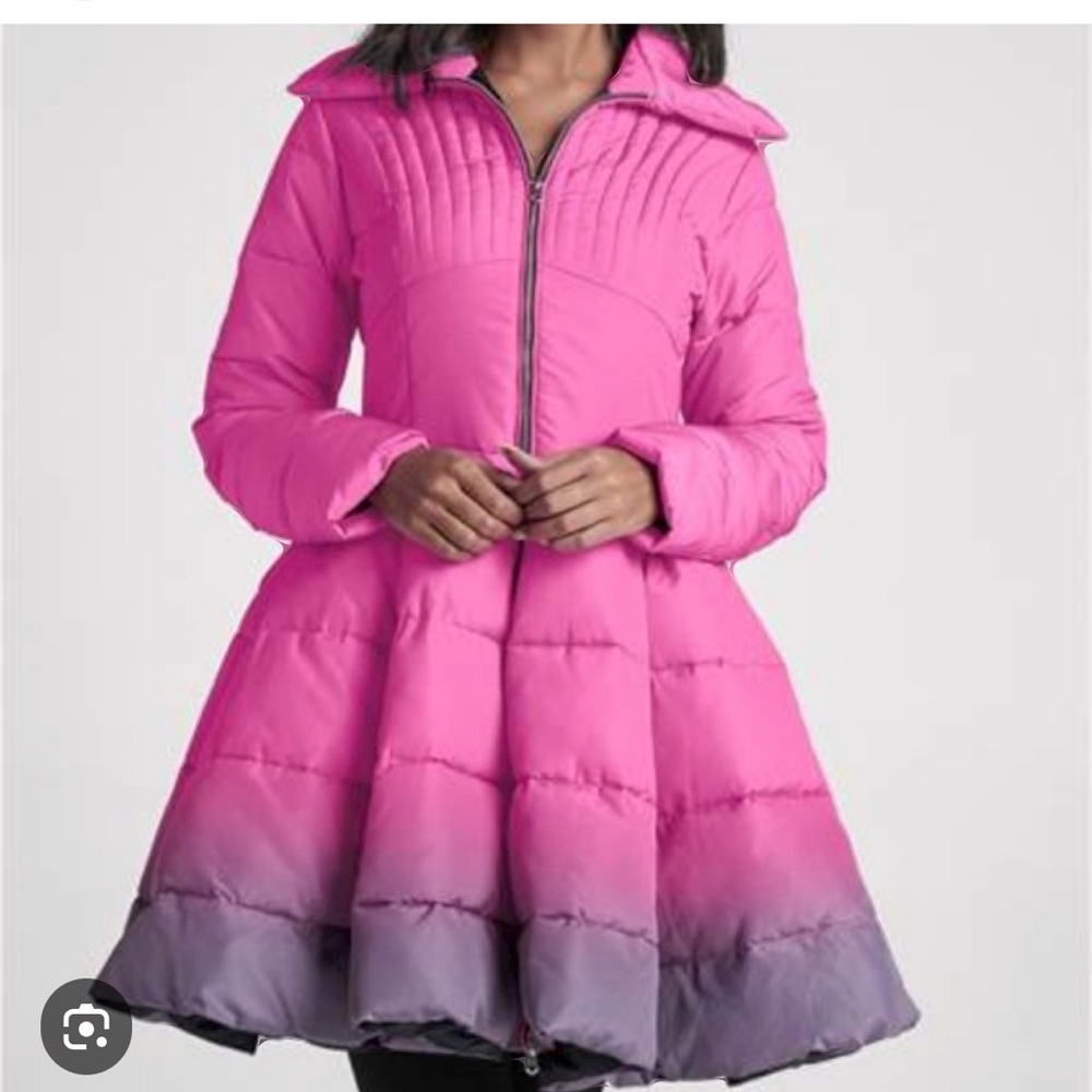 Woman’s pink puffer jacket